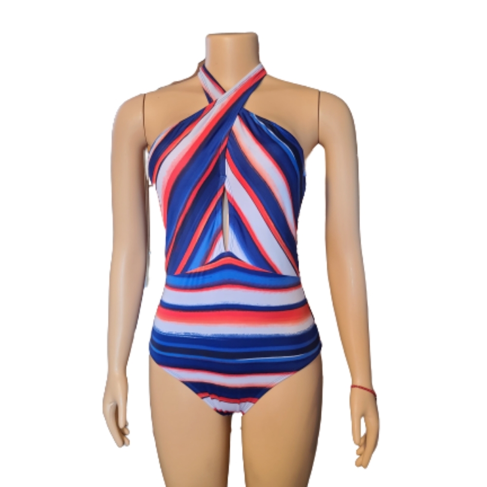 Cleanwter red white and blue halter swimsuit